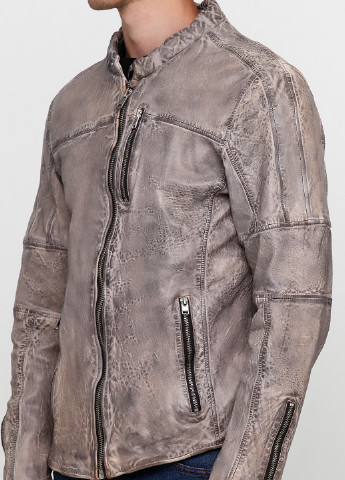 Серо-бежевая демисезонная куртка кожаная Tom Tailor