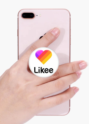 Попсокет (Popsockets) тримач для смартфону Лайк (Likee) (8754-1041) Чорний MobiPrint (216748420)