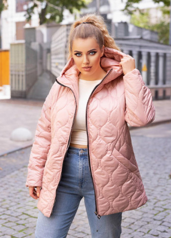 Темно-рожева женская теплая куртка пудрового цвета р.50/52 375466 New Trend