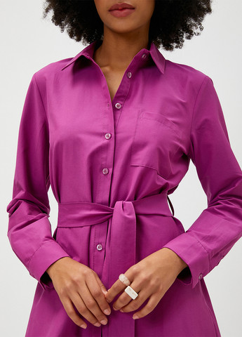 Фуксиновое (цвета Фуксия) кэжуал платье рубашка KOTON однотонное