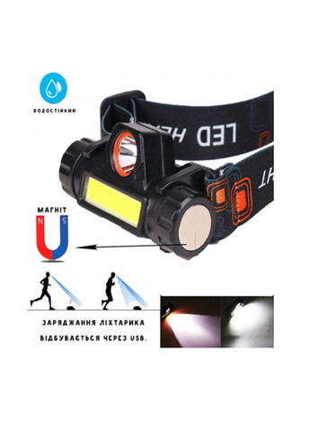 Налобный USB фонарь, 2 LED, 8х4,4х2,9 см Eva (257704582)