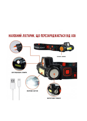 Налобный USB фонарь, 2 LED, 8х4,4х2,9 см Eva (257704582)