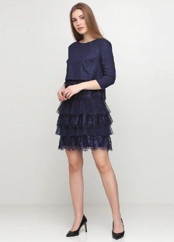 Синее коктейльное платье Ladyform однотонное