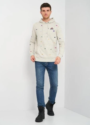 Худі,сірий в кольорові візерунки, JACK&JONES (255192818)