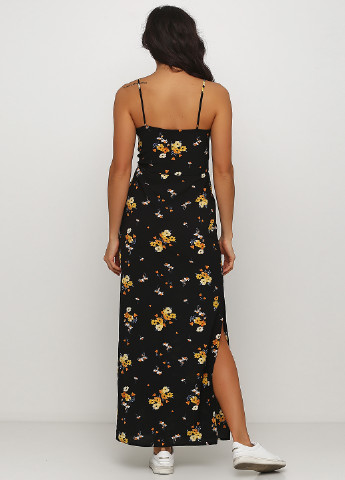 Черное кэжуал платье платье-майка H&M с цветочным принтом