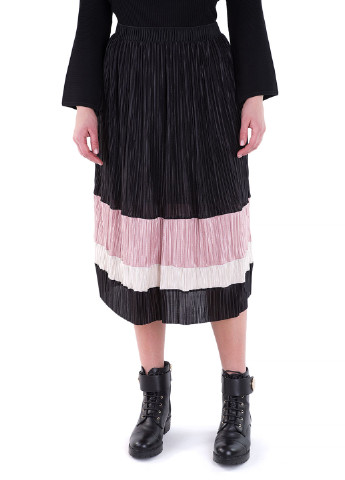 Черная кэжуал в полоску юбка Miss Miss плиссе