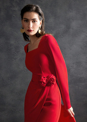 Червона вечірня сукня футляр SHEIN однотонна