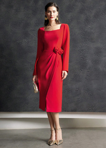 Червона вечірня сукня футляр SHEIN однотонна