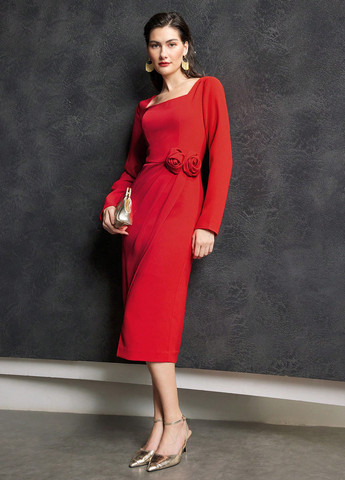 Червона вечірня сукня футляр SHEIN однотонна