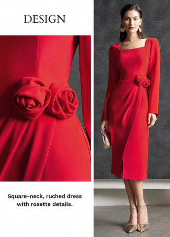 Червона вечірня сукня футляр SHEIN однотонна