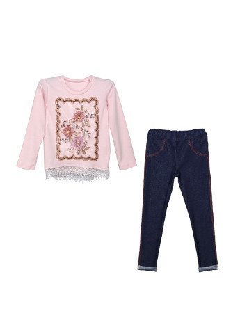 Розовый демисезонный комплект (туника, брюки) Blanka