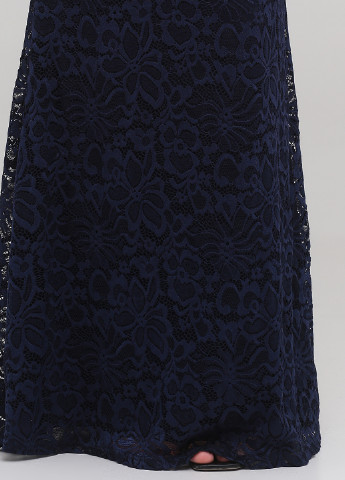 Темно-синее вечернее платье со шлейфом, с открытой спиной Sistaglam однотонное