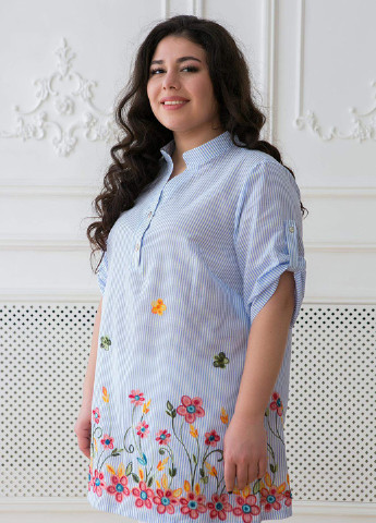 Сорочка у народному стилі з яскравою вишивкою ФЛОРА блакитна Tatiana (223528522)