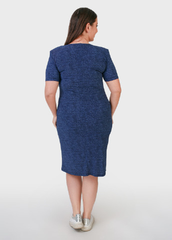 Синее кэжуал платье трикотажное синее art 00046c BABOCHKA XL Collection однотонное