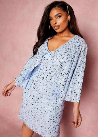 Голубое кэжуал платье Boohoo однотонное