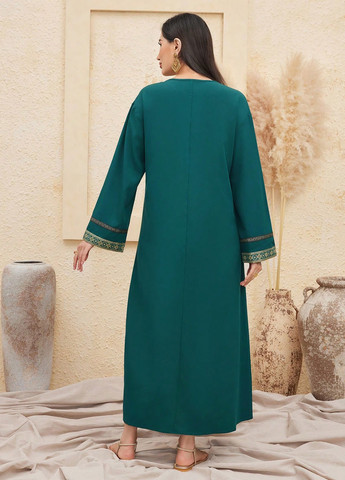 Темно-зеленое кэжуал платье а-силуэт SHEIN с цветочным принтом