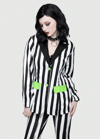 Черно-белый женский жакет Romwe полосатый - демисезонный