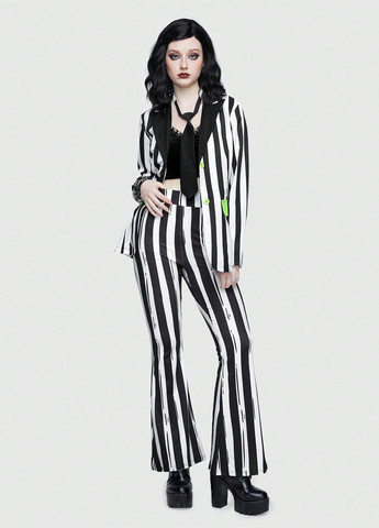 Черно-белый женский жакет Romwe полосатый - демисезонный