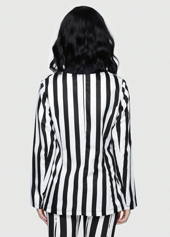 Черно-белый женский жакет Romwe полосатый - демисезонный