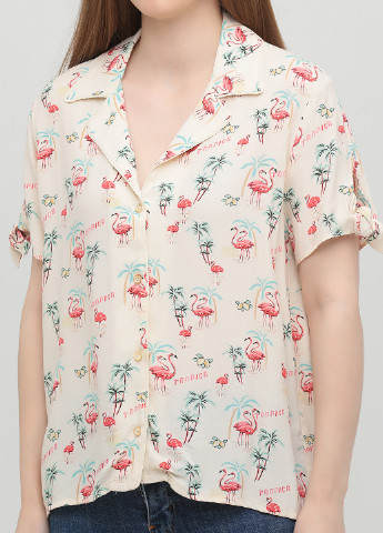 Молочная кэжуал рубашка фламинго Mango