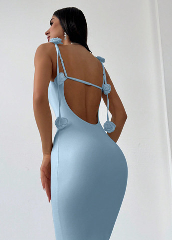 Блакитна вечірня, кежуал сукня годе SHEIN однотонна