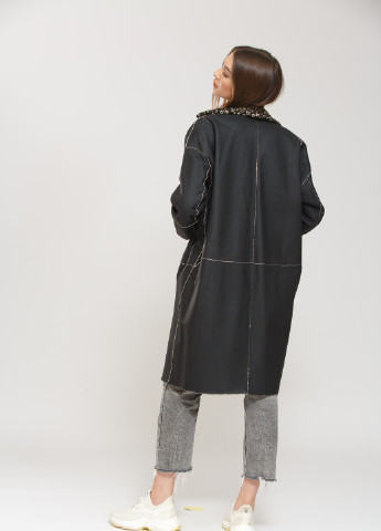Черное демисезонное Пальто Черный + бежевый Donna Bacconi