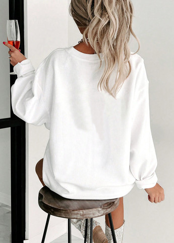 Білий світшот SHEIN малюнок без декору (332709549)