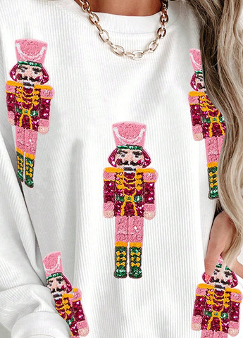 Білий світшот SHEIN малюнок без декору (332709549)