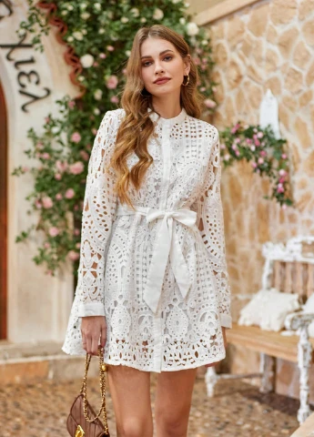 Білий кежуал сукня сукня-сорочка SHEIN однотонна