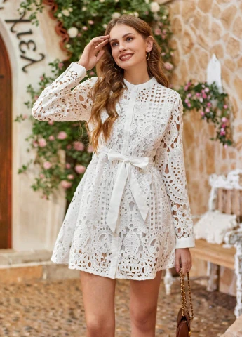 Білий кежуал сукня сукня-сорочка SHEIN однотонна