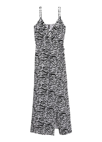 Черно-белое кэжуал платье на запах H&M зебра