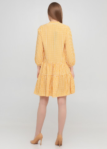 Жовтий кежуал сукня кльош Die&More в клітинку