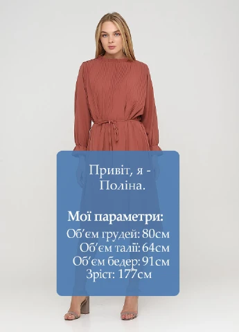 Терракотовое кэжуал платье плиссированное No Brand однотонное