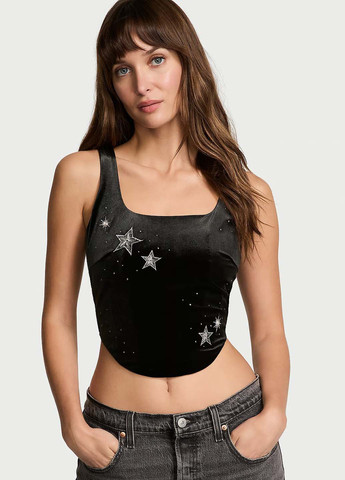 Черный демисезонный комплект (корсет, трусики) Victoria's Secret