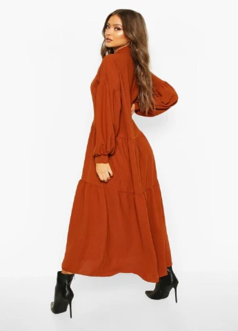 Коричневое кэжуал платье Boohoo однотонное