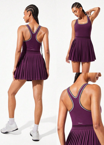 Комбинезон SHEIN комбинезон-шорты логотип сливовый спортивный полиэстер, трикотаж