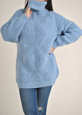 Голубой зимний удлиненный свитер Berta Lucci