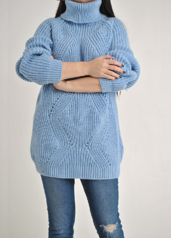 Блакитний зимовий подовжений светр Berta Lucci