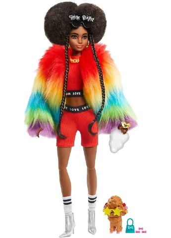 Кукла Barbie Extra Doll #1 Барби Экстра в накидке радужной расцветки (GVR04) Mattel (255665277)