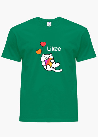 Зеленая демисезонная футболка детская лайк котик (likee cat)(9224-1039) MobiPrint