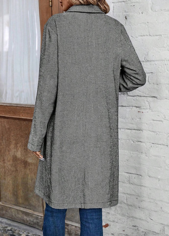 Сіре демісезонне Пальто двобортне SHEIN