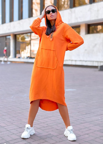 Оранжевое кэжуал платье платье-худи LibeAmore с надписью