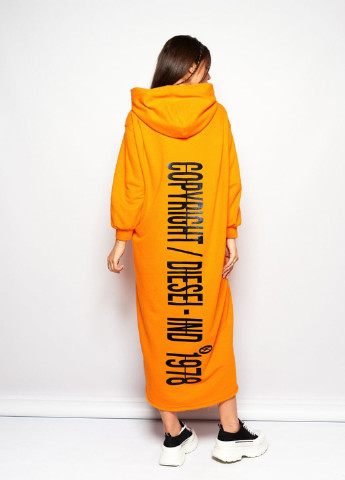 Помаранчева кежуал сукня сукня-худі LibeAmore з написами