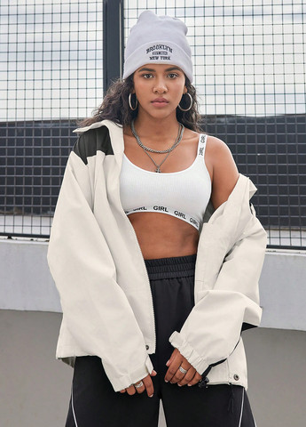 Черно-белая демисезонная куртка SHEIN