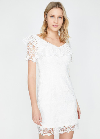 Белое коктейльное платье KOTON однотонное
