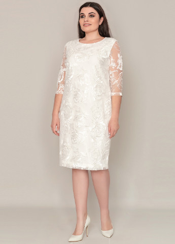 Молочное кэжуал платье с длинным рукавом, футляр Seam с абстрактным узором