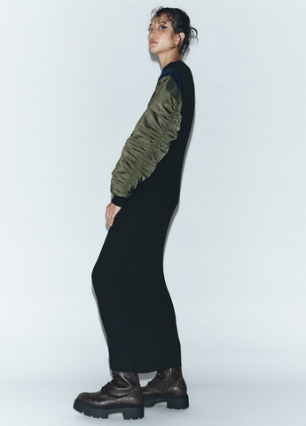 Комбинированное кэжуал платье платье-свитер Zara колор блок