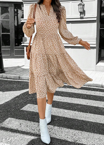 Бежева кежуал сукня SHEIN з абстрактним візерунком