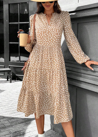 Бежева кежуал сукня SHEIN з абстрактним візерунком