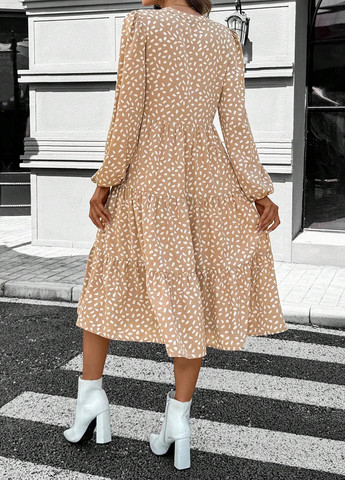 Бежева кежуал сукня SHEIN з абстрактним візерунком